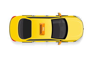 Taxi Car Top View Flat Style Vector Icon