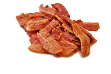 Dried Bacon Jerky Over White
