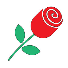 Rose. Flower in flat Style
