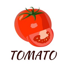 Tomato. Flat design. Vector illustration. Ripe vegetable for Your ideas.