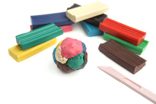 Children's colored plasticine. Materials for creativity. 