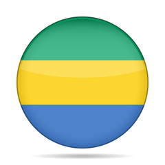 Flag of Gabon. Shiny round button.