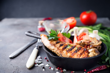 Marinated grilled healthy chicken breasts
