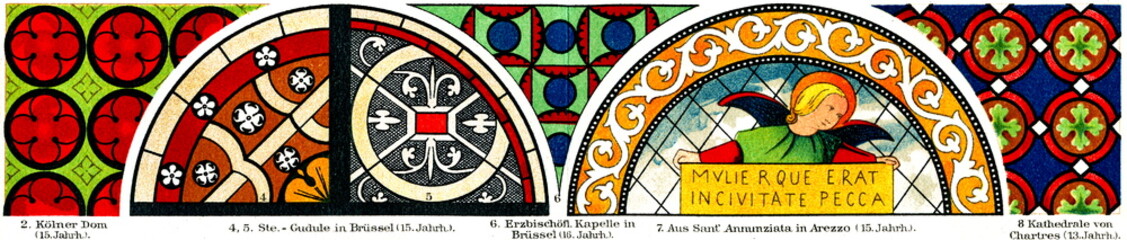 Stained glass windows (from Meyers Lexikon, 1895, 7/632/633)