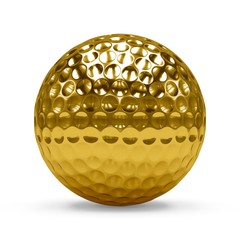 3D rendering Isolated Golden golf Ball with white background