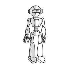 robot cartoon icon over white background. vector illustration