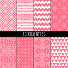 set of eight pink patterns