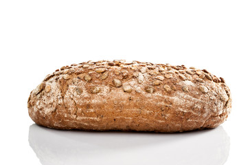 bread loaf on white background