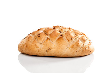 bread loaf on white background