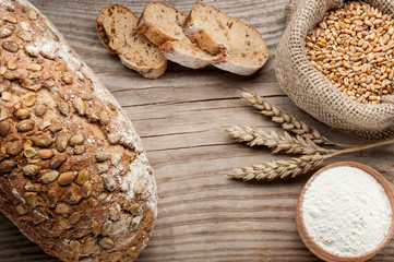 loaf of bread on wooden table