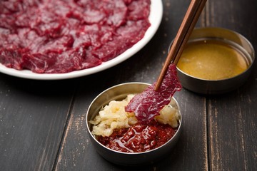  Korean-style raw beef sashimi