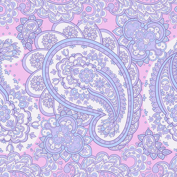 vintage floral seamless patten with paisley ornament