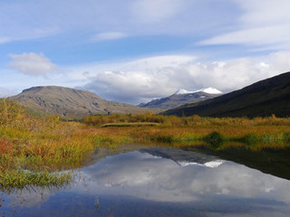 Obraz premium Landschaft im Botnsdalur mit dem schneebedeckten Berg Botnssúlur in Island