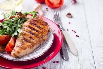 Fresh salad with chicken breast