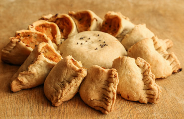 round pie with cabbage