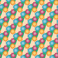 Flower and leaf seamless pattern