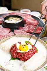 yukhoe, Korean-style raw beef 