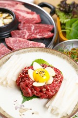 yukhoe, Korean-style raw beef 