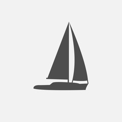 vector illustration line silhouette of sailing yacht isolated