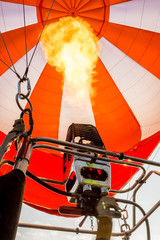 Obraz premium view of burning flame inside of a hot air balloon