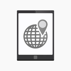 Isolated tablet pc with a world globe