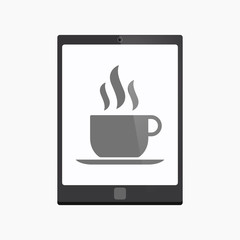 Isolated tablet pc with a cup of coffee