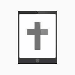 Isolated tablet pc with a christian cross