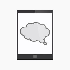 Isolated tablet pc with a comic cloud balloon