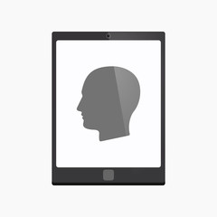 Isolated tablet pc with a male head