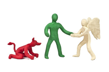 plasticine victory of good over evil is isolated on a white background
