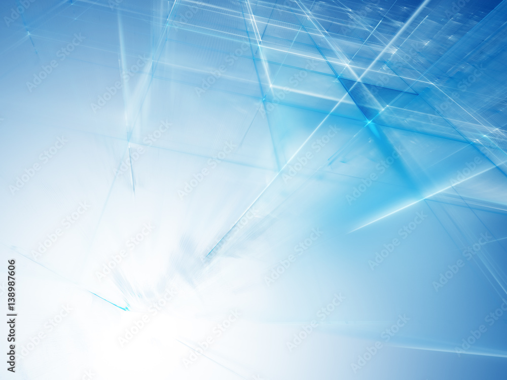 Aufkleber Abstract background element. Fractal graphics series. Three-dimensional composition of intersecting grids. Information technology concept. Blue and white colors.