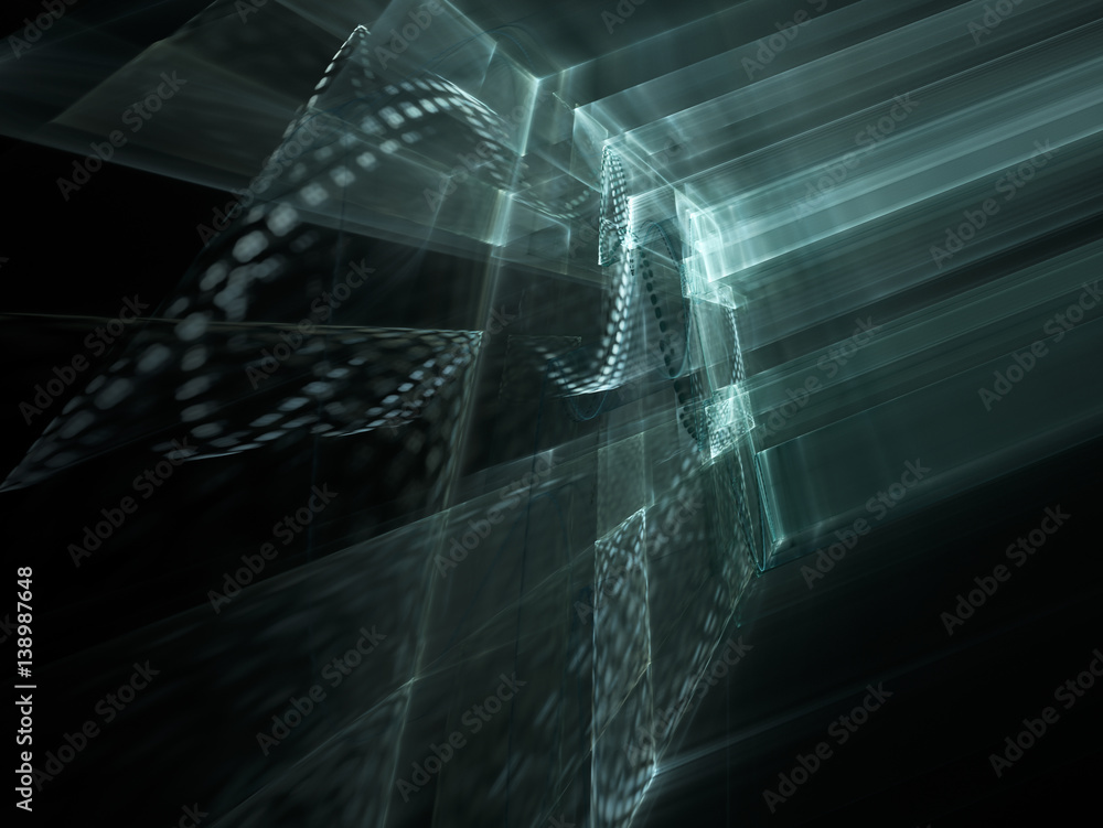 Poster abstract background element. three-dimensional composition of wave shapes, grids and beams. science 