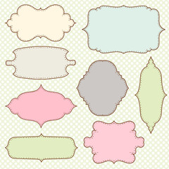 Vector illustration of a set of simple tags, labels, frames for scrapbook and design