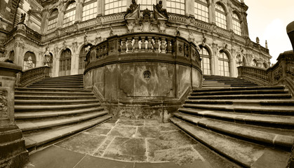 black and white Baroque architecture stairs