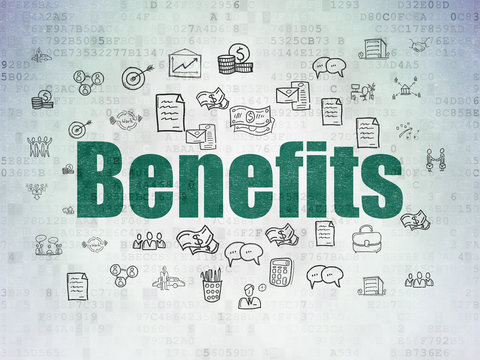 Finance concept: Benefits on Digital Data Paper background