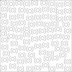 Abstract white background with lines hexagons strokes on both sides are placed randomly around the pattern