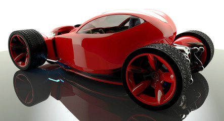3D rendering of a red electric sports car...