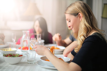 Eating a tasty pasta