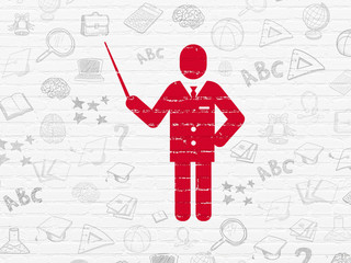 Studying concept: Teacher on wall background