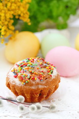Easter cake and eggs