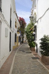 Fototapeta na wymiar White alley in Marbella, Spain