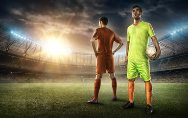 soccer players on a stadium during the soccer match