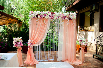 Pink wedding arch