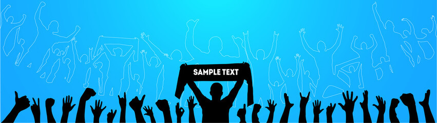 Background with cheering people