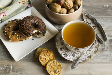 Donuts with tea