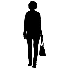 Black silhouettes of beautiful woman on white background. Vector illustration