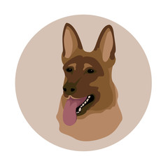 german shepherd vector illustration style Flat