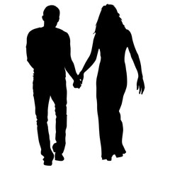 Couples man and woman silhouettes on a white background. Vector illustration