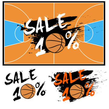 Set banners sale 10 percent with basketball