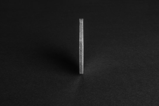 One US dollar coin silver - business concept, background